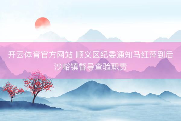 开云体育官方网站 顺义区纪委通知马红萍到后沙峪镇督导查验职责