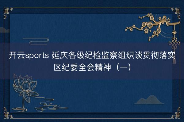开云sports 延庆各级纪检监察组织谈贯彻落实区纪委全会精神(一)