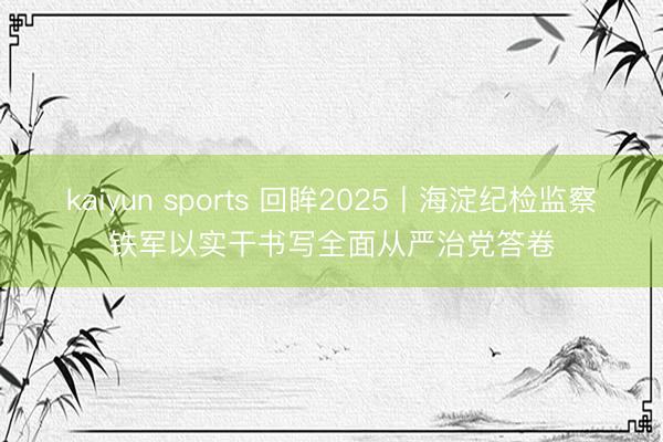 kaiyun sports 回眸2025丨海淀纪检监察铁军以实干书写全面从严治党答卷