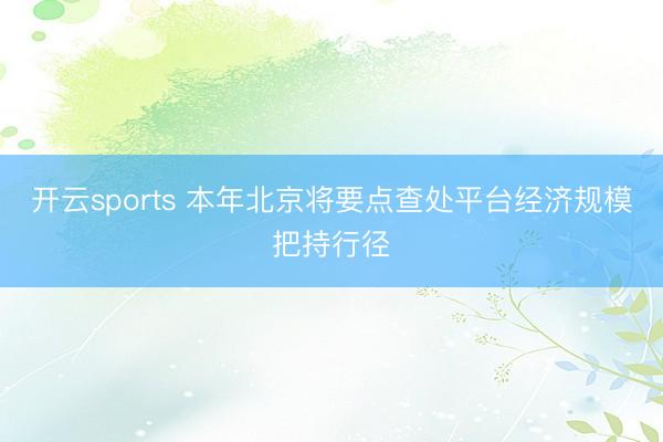 开云sports 本年北京将要点查处平台经济规模把持行径