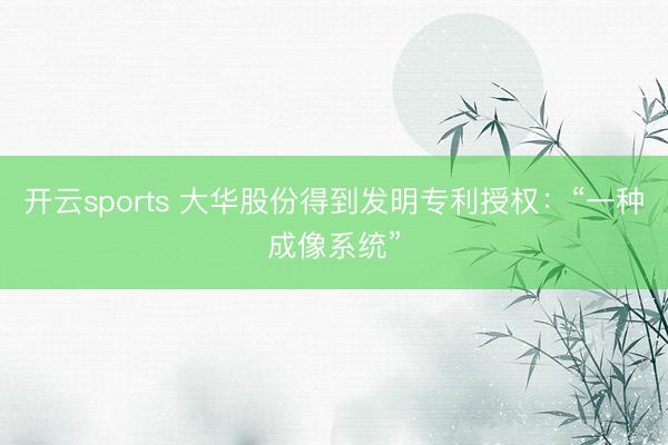开云sports 大华股份得到发明专利授权:“一种成像系统”