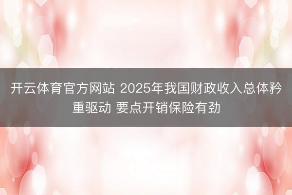 开云体育官方网站 2025年我国财政收入总体矜重驱动 要点开销保险有劲