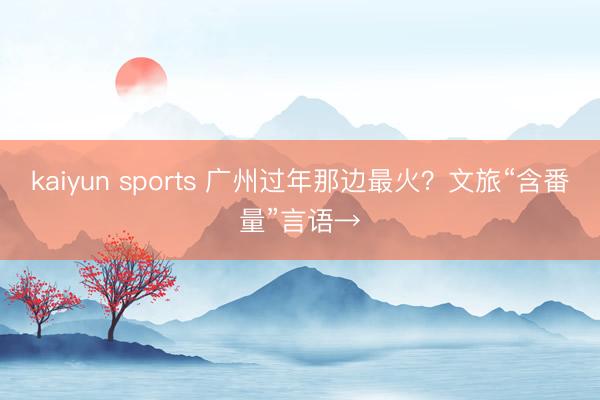 kaiyun sports 广州过年那边最火？文旅“含番量”言语→