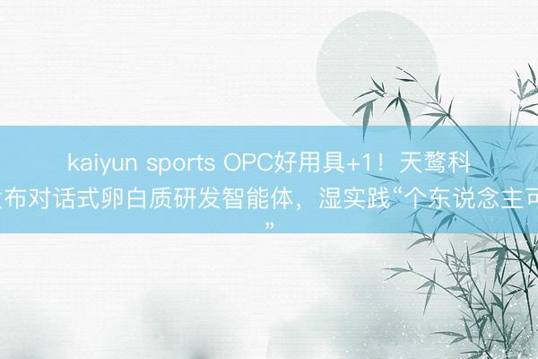 kaiyun sports OPC好用具+1！天鹜科技发布对话式卵白质研发智能体，湿实践“个东说念主可用”