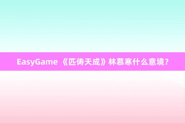 EasyGame 《匹俦天成》林慕寒什么意境？