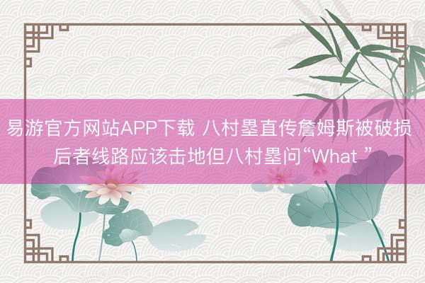 易游官方网站APP下载 八村塁直传詹姆斯被破损 后者线路应该击地但八村塁问“What ”