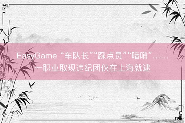 EasyGame “车队长”“踩点员”“暗哨”……一职业取现违纪团伙在上海就逮