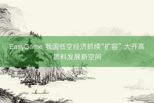 EasyGame 我国低空经济抓续“扩容” 大开高质料发展新空间