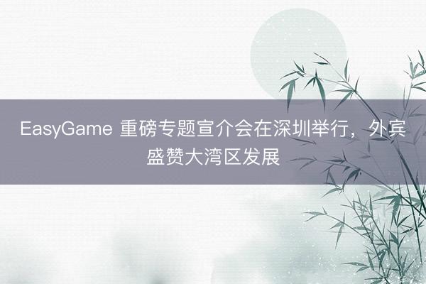 EasyGame 重磅专题宣介会在深圳举行,外宾盛赞大湾区发展