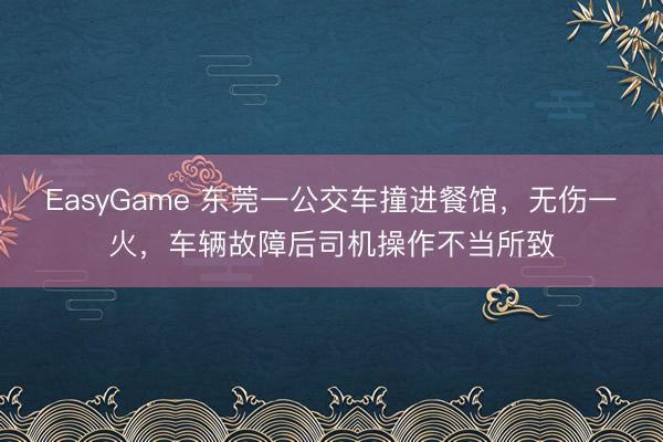 EasyGame 东莞一公交车撞进餐馆,无伤一火,车辆故障后司机操作不当所致
