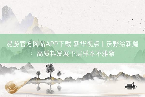 易游官方网站APP下载 新华视点丨沃野绘新篇：高质料发展下层样本不雅察